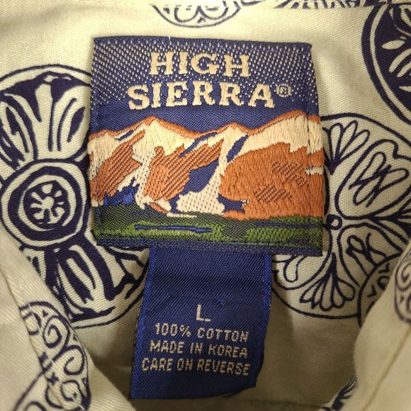 Vintage High Sierra Shirt Men's Large Beige Tan Button Down Long Sleeve - Picture 4 of 14